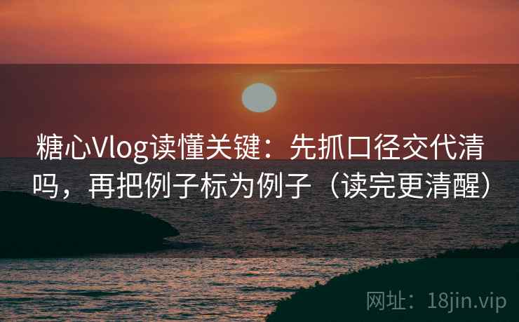 糖心Vlog读懂关键：先抓口径交代清吗，再把例子标为例子（读完更清醒）